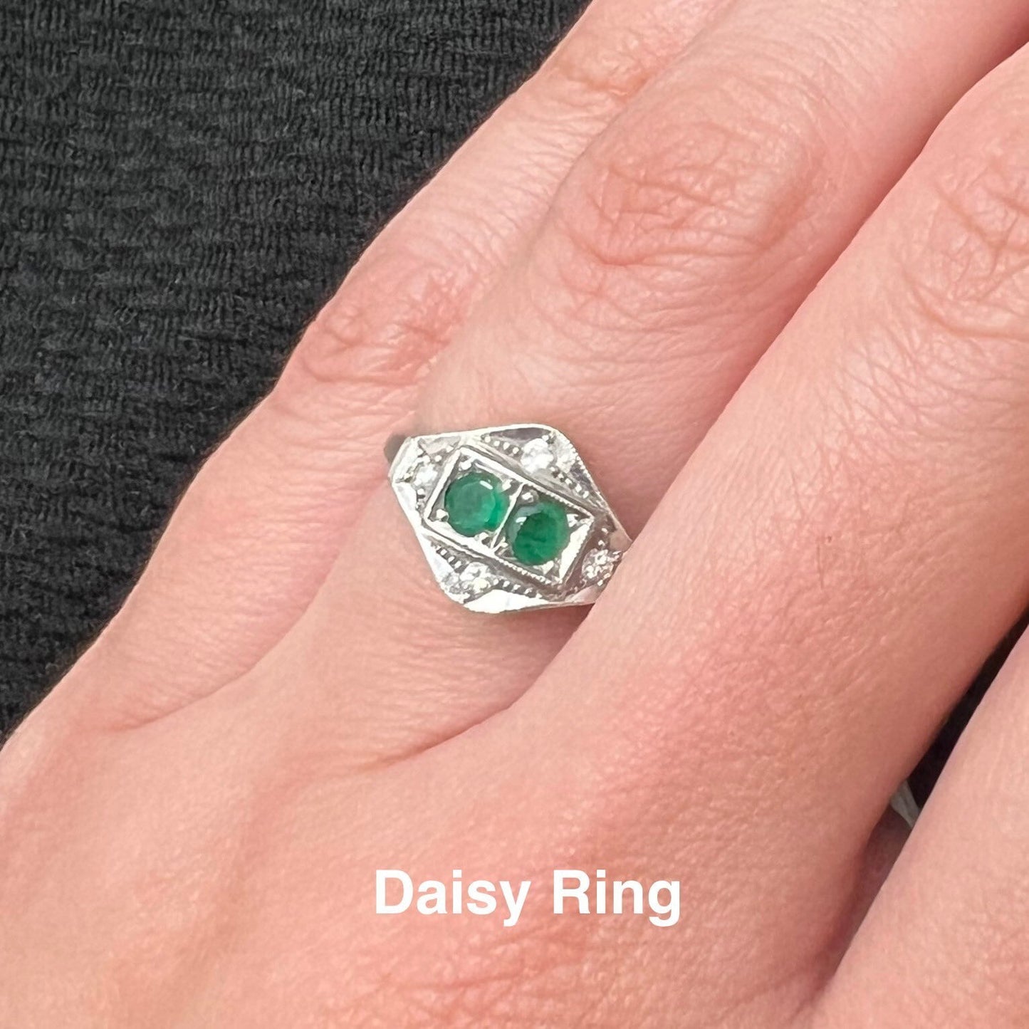 昭和ジュエリー エメラルド ダイヤモンド リング Pm850 プラチナ ヴィンテージ 昭和レトロ 指輪 MOR00635