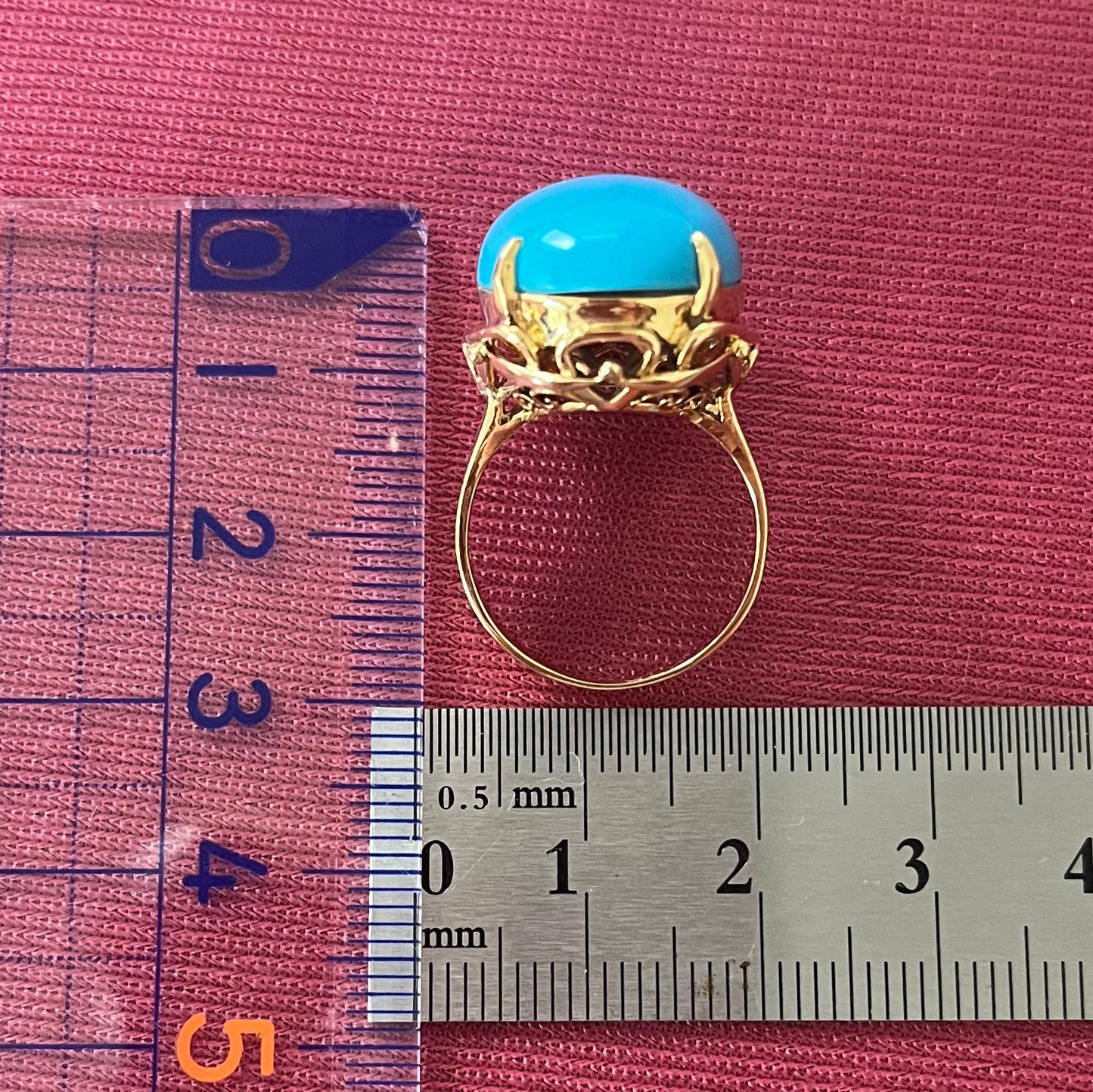 昭和ジュエリー レトロ リング K18 ターコイズ 〜青空の下、明るい時代を象徴するような華やかさ〜MR00759