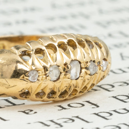 アンティークジュエリー イギリス アンティークリング 5stone リング K18 オールドカット ダイヤモンド バーミンガム 1894年 DR00543 2枚目