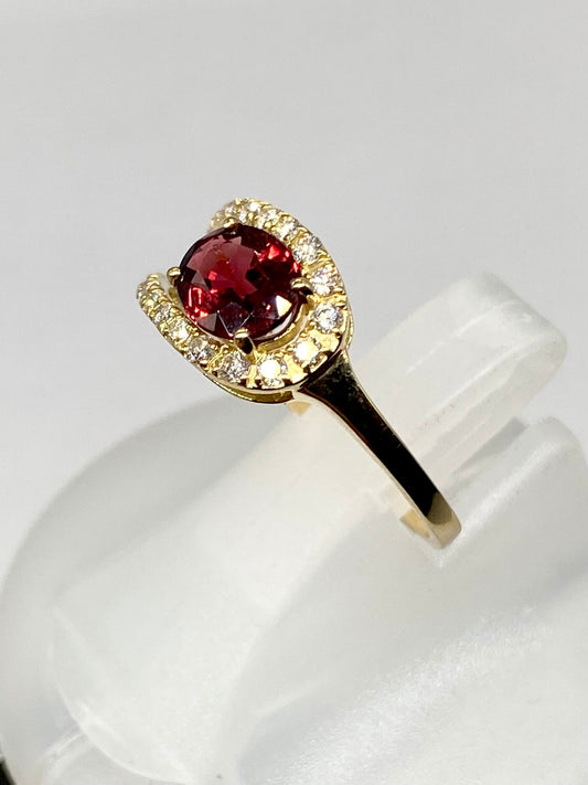 レッドスピネル 0.95ct / ダイヤモンド 計0.28ct K18 リングリフレッシュメント新品仕上げ・補修・洗浄等済3日以内返品可※カード/キャリア決済の場合 2枚目