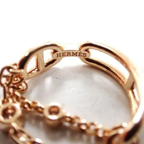 エルメス HERMES 750 K18 PG シェーヌダンクル カオス ダイヤ 0.1ct リング 3.8g #53 指輪 ジュエリー 箱付き