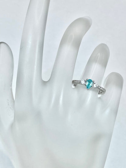 パライバトルマリン 0.22ct / ダイヤモンド 計0.22ct Pt900 リング 10号【リフレッシュメント(新品仕上げ・補修・洗浄等済)】【3日以内返品可（※カード/キャリア決済の場合）】