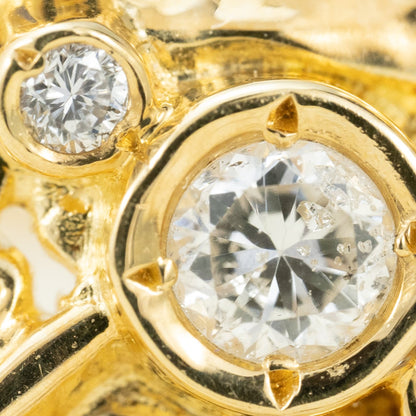 K18 リボンモチーフ ダイヤモンドリング 0.10ct 透かし細工 フィリグリー ダイヤ セット レトロジュエリー 昭和レトロ エレガント  CHR02103
