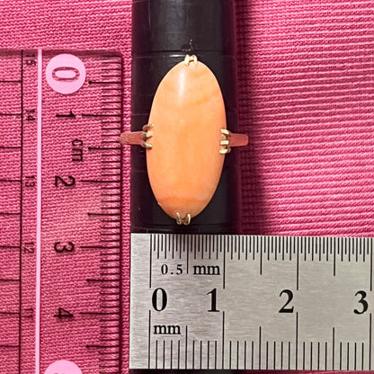 昭和ジュエリー 桃色珊瑚 サンゴ リング K18 ヴィンテージ 昭和レトロ 王冠透かし 孔雀透かし コーラル 指輪 OKR00146