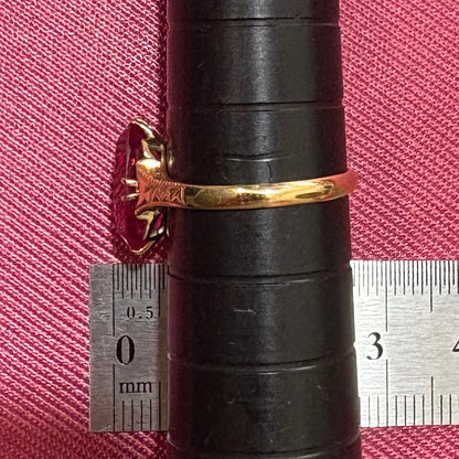 昭和ジュエリー K18 リング 和彫り 彫刻デザイン ヴィンテージ 昭和レトロ キャンディリング ゴールド 指輪 MR00790
