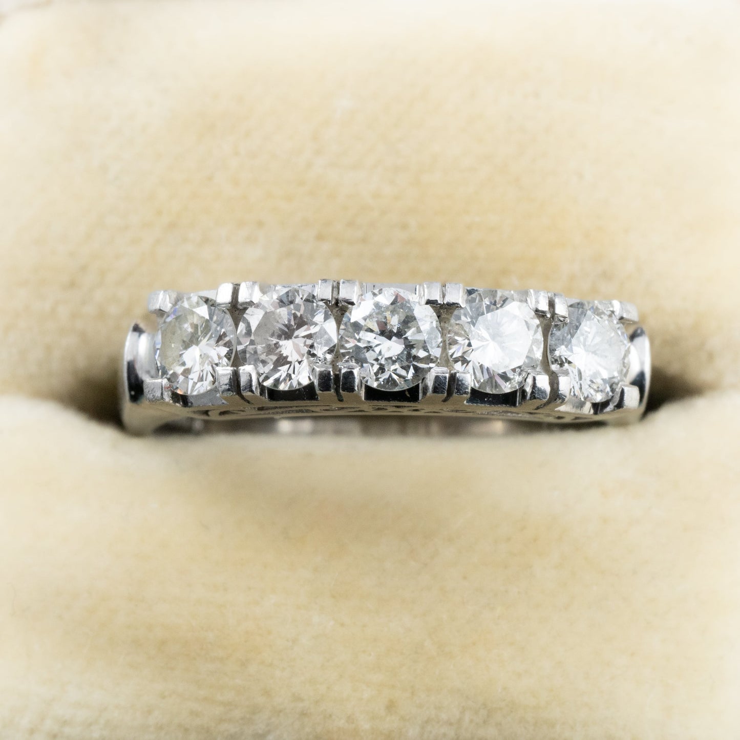 昭和ジュエリー ダイヤモンドリング Pt900 1.00ct 一文字リング ヴィンテージ 昭和レトロ 透かしデザイン 指輪 プラチナ MR00739