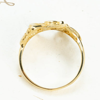 K18 リボンモチーフ ダイヤモンドリング 0.10ct 透かし細工 フィリグリー ダイヤ セット レトロジュエリー 昭和レトロ エレガント  CHR02103