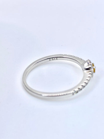 FANCY VIVID YELLOW ダイヤモンド 0.055ct / ダイヤモンド 計0.19ct Pt950 リング 12号【リフレッシュメント(新品仕上げ・補修・洗浄等済)】【3日以内返品可（※カード/キャリア決済の場合）】