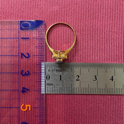 ヴィンテージジュエリー 服部時計店 K18  サファイア 0.17ct  ダイヤモンド 0.2ct クラスター 小花デザイン ゴールド リング 〜楚々とした高原の花のような優しさ〜OKR00245