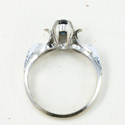 昭和ジュエリー サファイアリング 0.52ct K14WG 昭和レトロ 和デコ ヴィンテージ 指輪 青石 クールデザイン MOR00619
