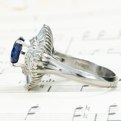 ロイヤルブルーサファイア ダイヤモンド リング Pt900 昭和レトロ ヴィンテージジュエリー 2.671ct D1.23ct サファイヤ 指輪 OKR00193