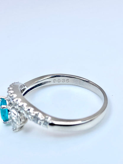 パライバトルマリン 0.384ct / ダイヤモンド 計0.36ct Pt900リング 17号【リフレッシュメント(新品仕上げ・補修・洗浄等済)】【3日以内返品可（※カード/キャリア決済の場合）】