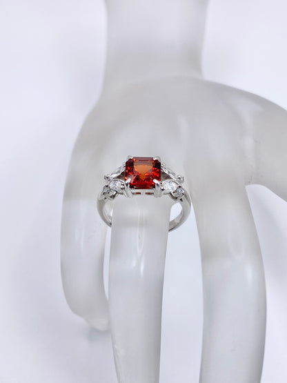 スペサルティンガーネット 2.437ct / ダイヤモンド 計0.37ct Pt900 リング 12.5号【リフレッシュメント(新品仕上げ・補修・洗浄等済)】【3日以内返品可（※カード/キャリア決済の場合）】