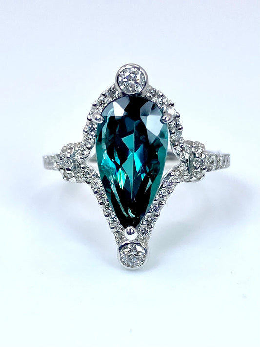 トルマリン 2.98ct / ダイヤモンド 計0.51ct Pt950リング 12号【リフレッシュメント(新品仕上げ・補修・洗浄等済)】【3日以内返品可（※カード/キャリア決済の場合）】