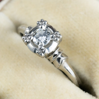 昭和ジュエリー ダイヤモンド リング Pm プラチナ 三越 ヴィンテージ 昭和レトロ 指輪 0.18ct OKR00138