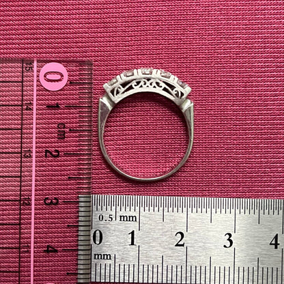 昭和ジュエリー ダイヤモンドリング Pt900 1.00ct 一文字リング ヴィンテージ 昭和レトロ 透かしデザイン 指輪 プラチナ MR00739