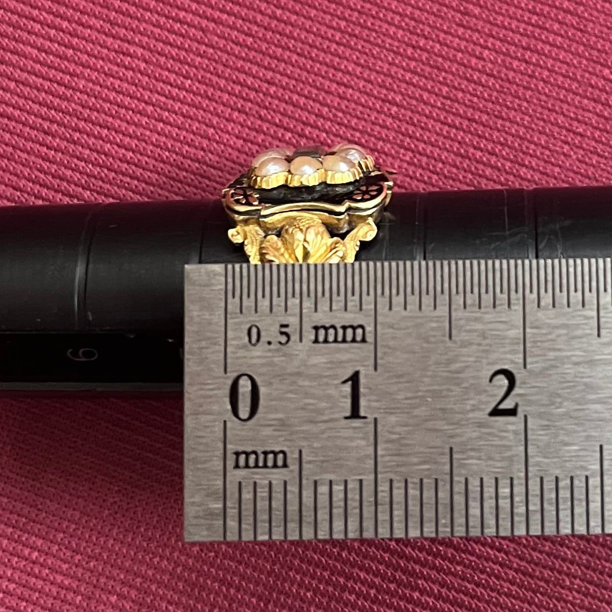 アンティークジュエリー イギリス アンティーク バーミンガム 1832 1834 彫刻有り 勿忘草 K18 パール モーニングジュエリー リング 指輪 〜メッセージと共に引き継がれる想い〜DR00658