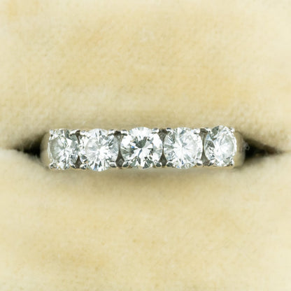 昭和レトロ ダイヤモンド リング 一文字 デザイン ヴィンテージ  Pt900 ５石 1.06ct MR00761