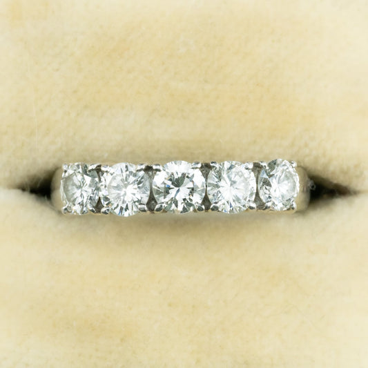 昭和レトロ ダイヤモンド リング 一文字 デザイン ヴィンテージ  Pt900 ５石 1.06ct MR00761