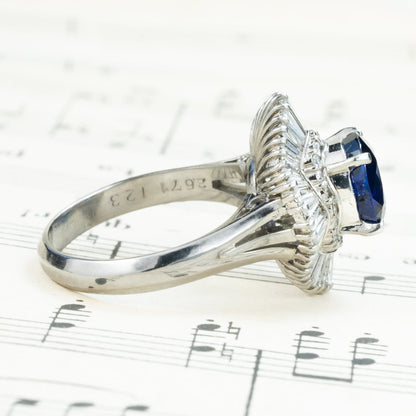 ロイヤルブルーサファイア ダイヤモンド リング Pt900 昭和レトロ ヴィンテージジュエリー 2.671ct D1.23ct サファイヤ 指輪 OKR00193