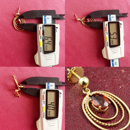 ME00079 外国製 K18  アールグレイカラーが可愛い?オレンジクォーツ 揺れるピアス