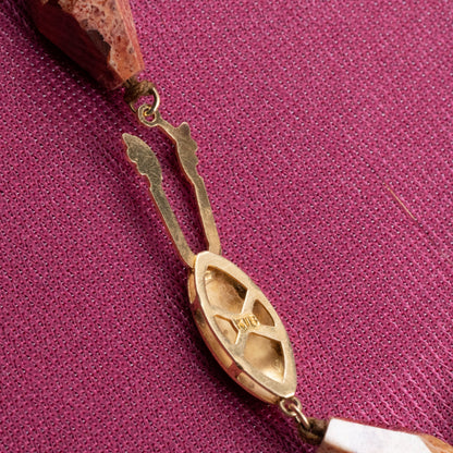 【日本の作品】希少 貴重 昭和レトロ デザイン ネックレス K18 カンテラオパール  閉じ込められた虹色の世界 OKP00043