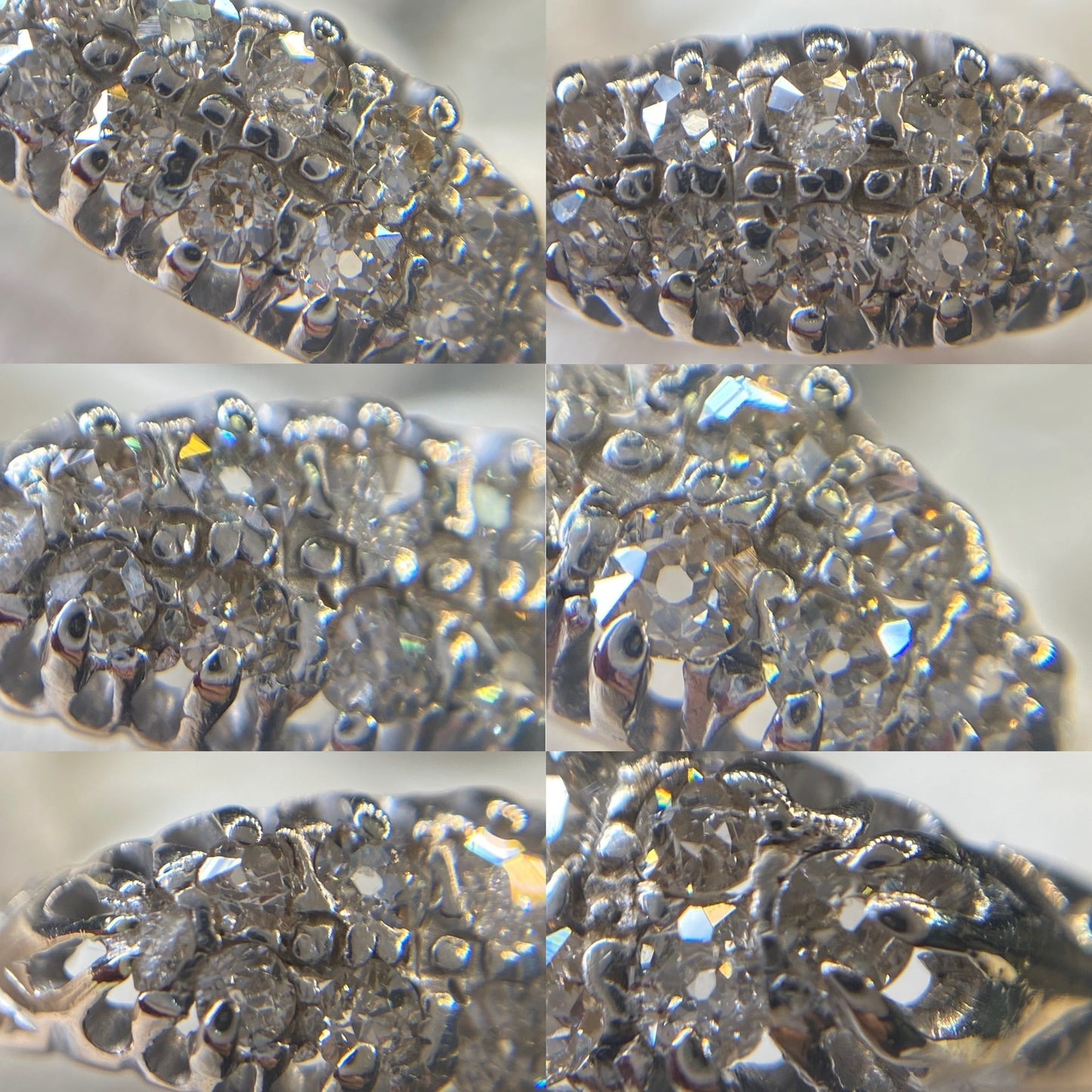 アンティークジュエリー イギリス アンティークリング 貴重な2列のオールドヨーロピアンカットダイヤモンド 9ct（X線）DR00432