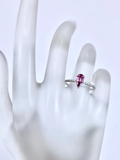 【夏季全体SALE（ジュエリー）~7/31】マラヤガーネット 0.71ct / ダイヤモンド 計0.05ct  Pt900 リング 14号【リフレッシュメント(新品仕上げ・補修・洗浄等済)】【3日以内返品可（※カード/キャリア決済の場合）】