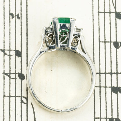 昭和ジュエリー エメラルド ダイヤモンド リング Pt900 1.01ct ヴィンテージ 昭和レトロ 透かしデザイン プラチナ 指輪 MR00777