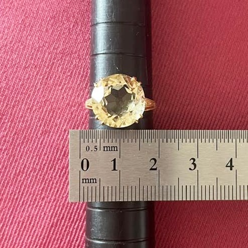 昭和ジュエリー 黄色石 リング K18 ヴィンテージ 昭和レトロ 和彫り 手彫り 月桂樹デザイン ゴールド 指輪 OKR00174