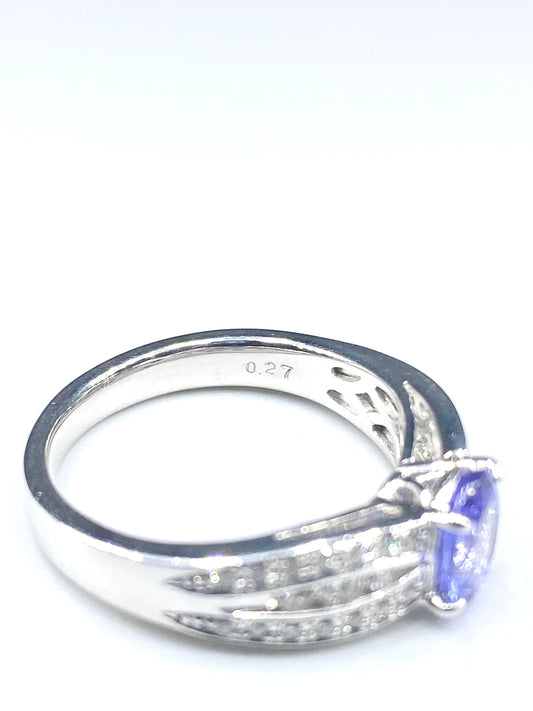 タンザナイト 0.84ct / ダイヤモンド 計0.27ct Pt950 リング 11.5号リフレッシュメント新品仕上げ・補修・洗浄等済3日以内返品可※カード/キャリア決済の場合動画リンク　Twitt 2枚目