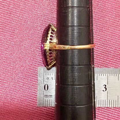 昭和ジュエリー K18 リング 和彫り 彫刻デザイン ヴィンテージ 昭和レトロ キャンディリング ゴールド 指輪 OKR00144