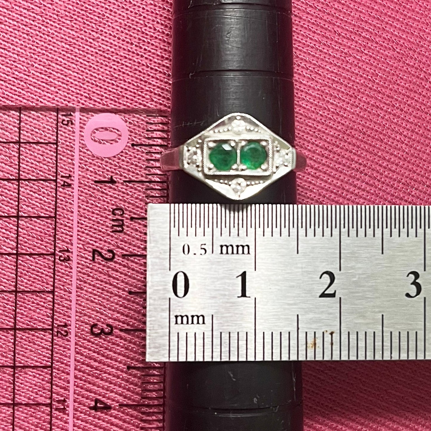 昭和ジュエリー エメラルド ダイヤモンド リング Pm850 プラチナ ヴィンテージ 昭和レトロ 指輪 MOR00635