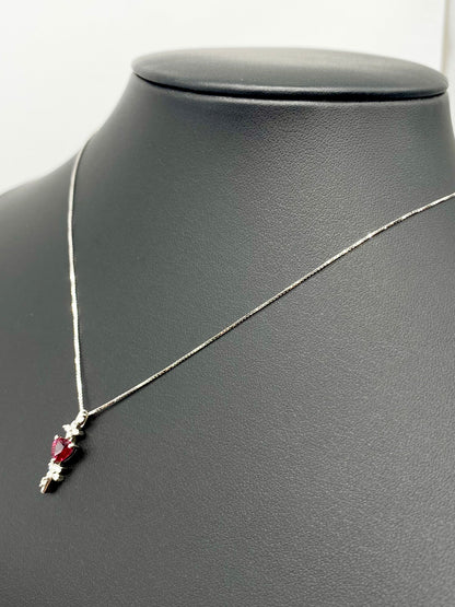 ルビー 0.79ct/ダイヤモンド 計0.13ct Pt900/K18WG ネックレスリフレッシュメント新品仕上げ・補修・洗浄等済3日以内返品可※カード/キャリア決済の場合 3枚目