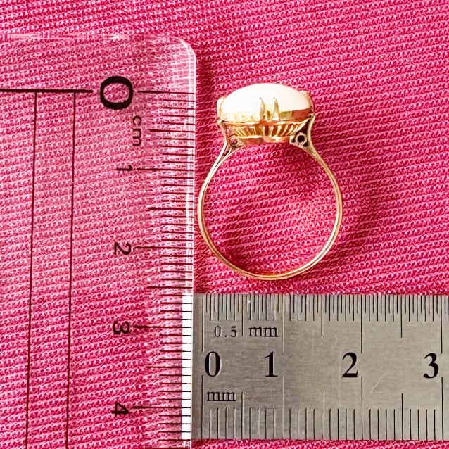 昭和レトロ オパールリング K18 千本透かし ヴィンテージ 指輪 和ジュエリー 遊色 カボション MOR00690
