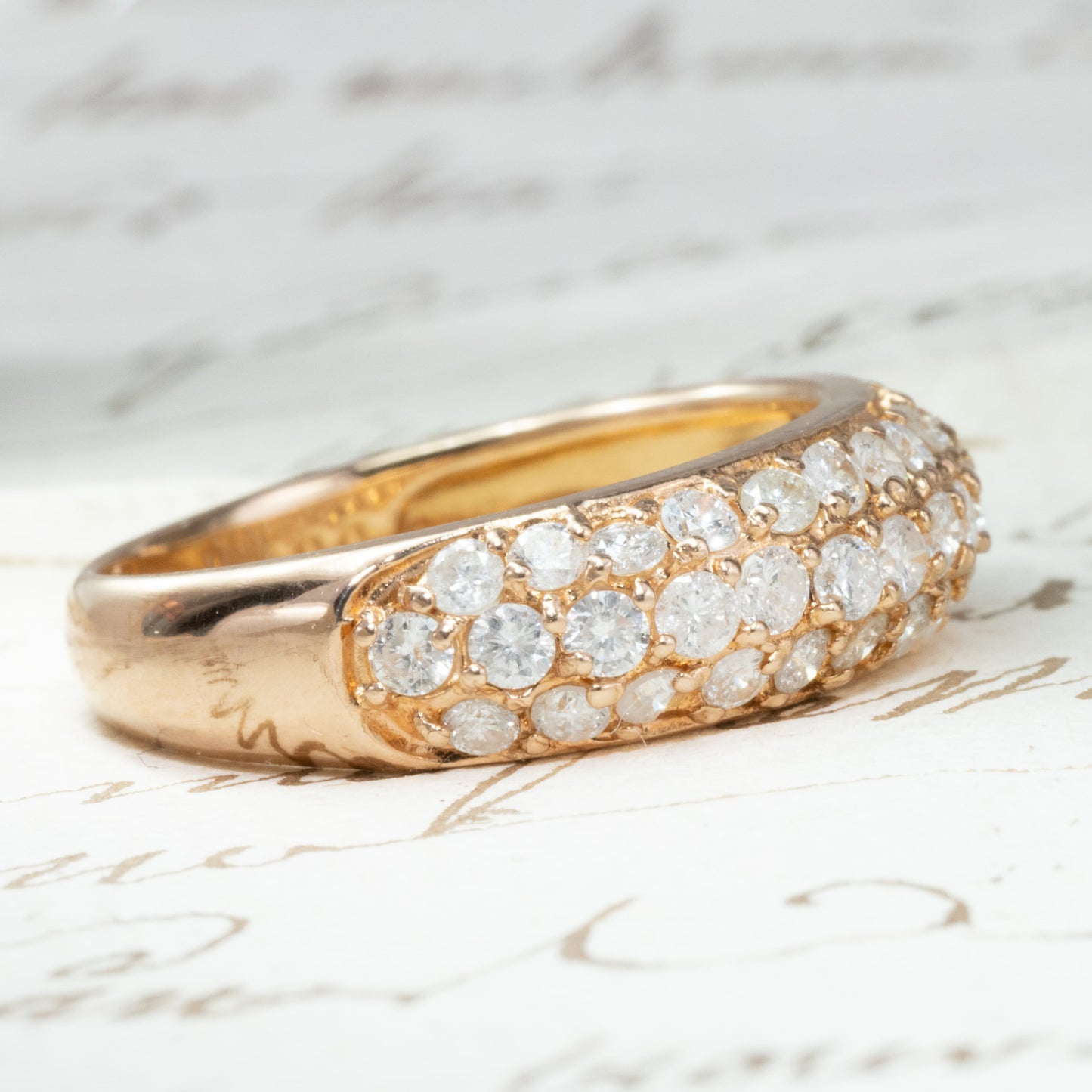 【日本の作品】 K18 1.00ct パヴェセッティング ダイヤモンド リング 指輪  華やかデザイン  MOR00542