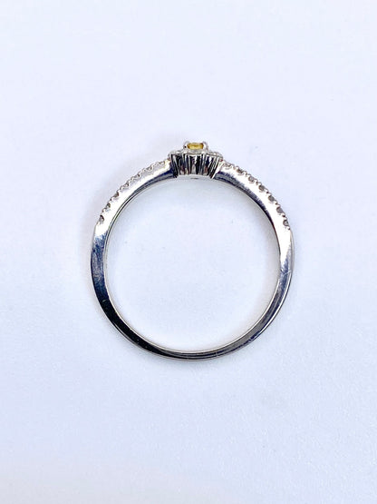 FANCY VIVID YELLOW ダイヤモンド 0.055ct / ダイヤモンド 計0.19ct Pt950 リング 12号【リフレッシュメント(新品仕上げ・補修・洗浄等済)】【3日以内返品可（※カード/キャリア決済の場合）】