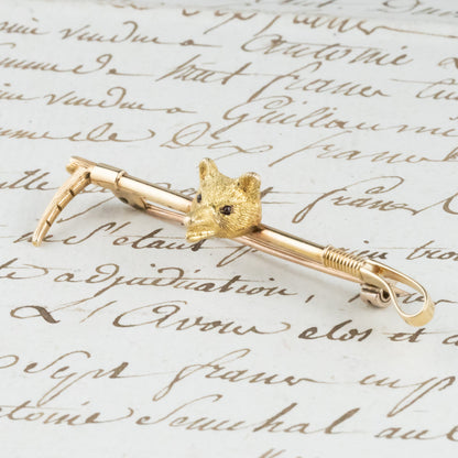 アンティークジュエリー fox brooch  K15イギリス キツネ アンティークブローチ お目目が可愛い ルビーDBR00114