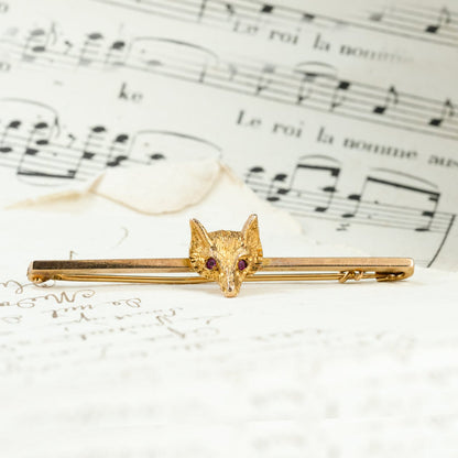 イギリス アンティーク ジュエリー K9 ルビー キツネ FOX デザイン ブローチ DBR00143