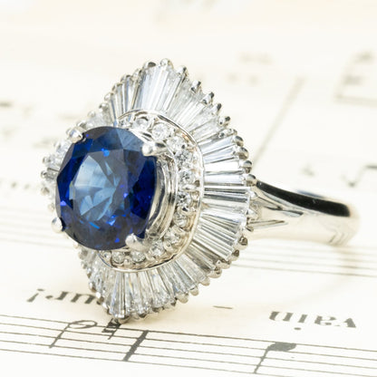 ロイヤルブルーサファイア ダイヤモンド リング Pt900 昭和レトロ ヴィンテージジュエリー 2.671ct D1.23ct サファイヤ 指輪 OKR00193