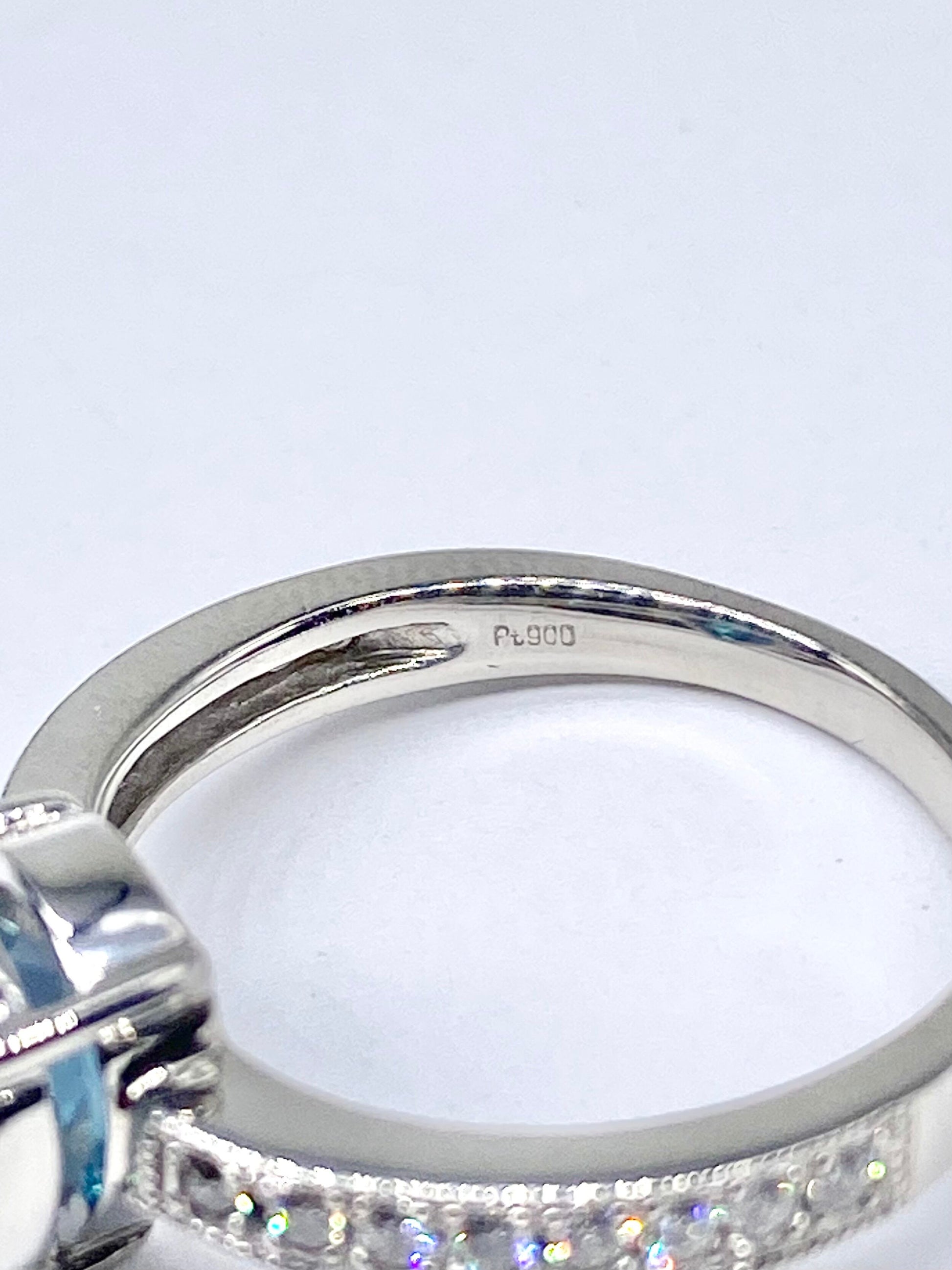 ブルージルコン 3.49ct / ダイヤモンド 計0.20ct Pt900 リング 12号リフレッシュメント新品仕上げ・補修・洗浄等済3日以内返品可※カード/キャリア決済の場合 8枚目