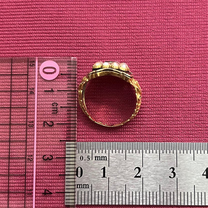 アンティークジュエリー イギリス アンティーク バーミンガム 1832 1834 彫刻有り 勿忘草 K18 パール モーニングジュエリー リング 指輪 〜メッセージと共に引き継がれる想い〜DR00658