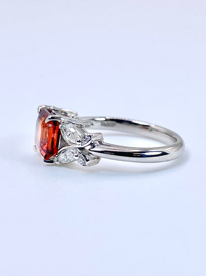 スペサルティンガーネット 2.437ct / ダイヤモンド 計0.37ct Pt900 リング 12.5号【リフレッシュメント(新品仕上げ・補修・洗浄等済)】【3日以内返品可（※カード/キャリア決済の場合）】