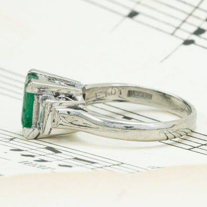 昭和ジュエリー エメラルド ダイヤモンド リング Pt900 1.01ct ヴィンテージ 昭和レトロ 透かしデザイン プラチナ 指輪 MR00777