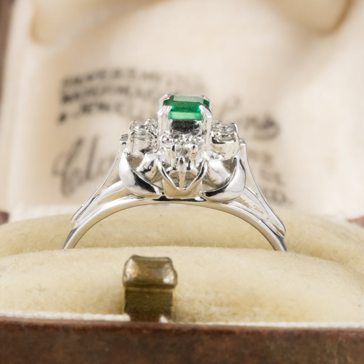昭和ジュエリー エメラルド ダイヤモンド リング Pt200 0.25ct ヴィンテージ 昭和レトロ 指輪 プラチナ CHR01827
