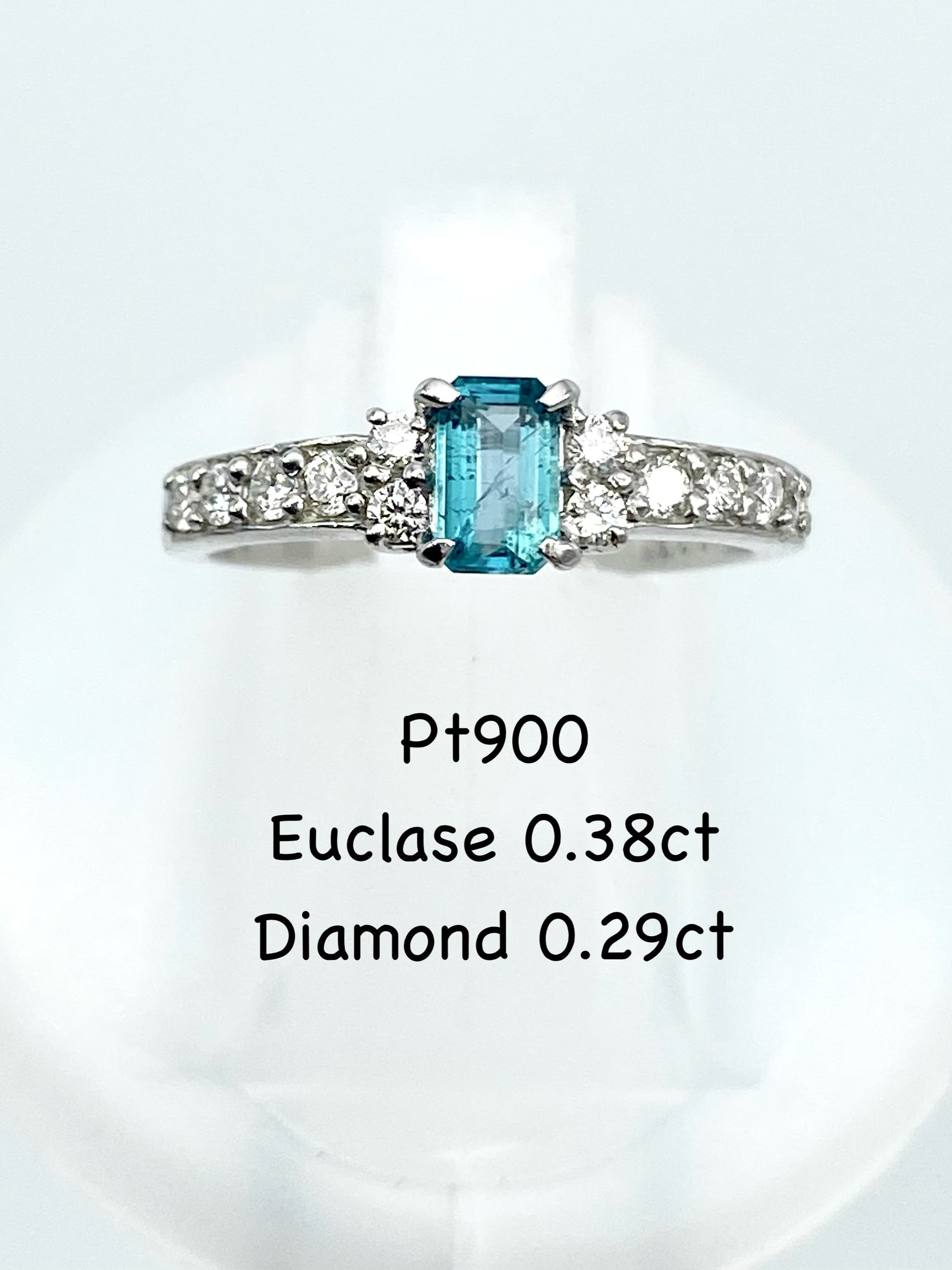 新品ユークレース 0.38ct / ダイヤモンド 計0.29ct Pt900 リング 3日以内返品可※カード/キャリア決済の場合