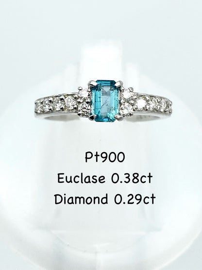 新品ユークレース 0.38ct / ダイヤモンド 計0.29ct Pt900 リング 3日以内返品可※カード/キャリア決済の場合