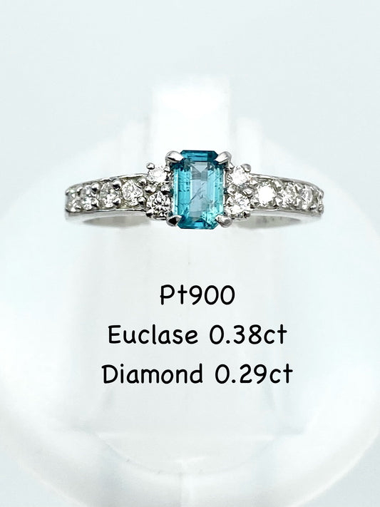 新品ユークレース 0.38ct / ダイヤモンド 計0.29ct Pt900 リング 3日以内返品可※カード/キャリア決済の場合