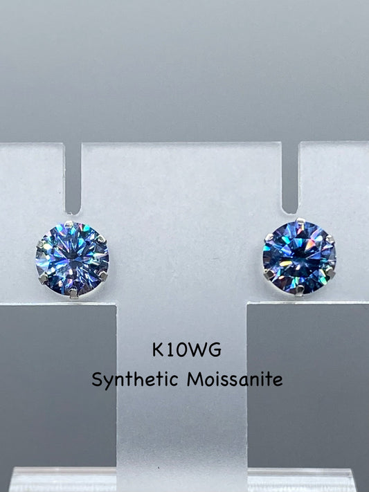 新品合成モアッサナイト K10WG ピアス