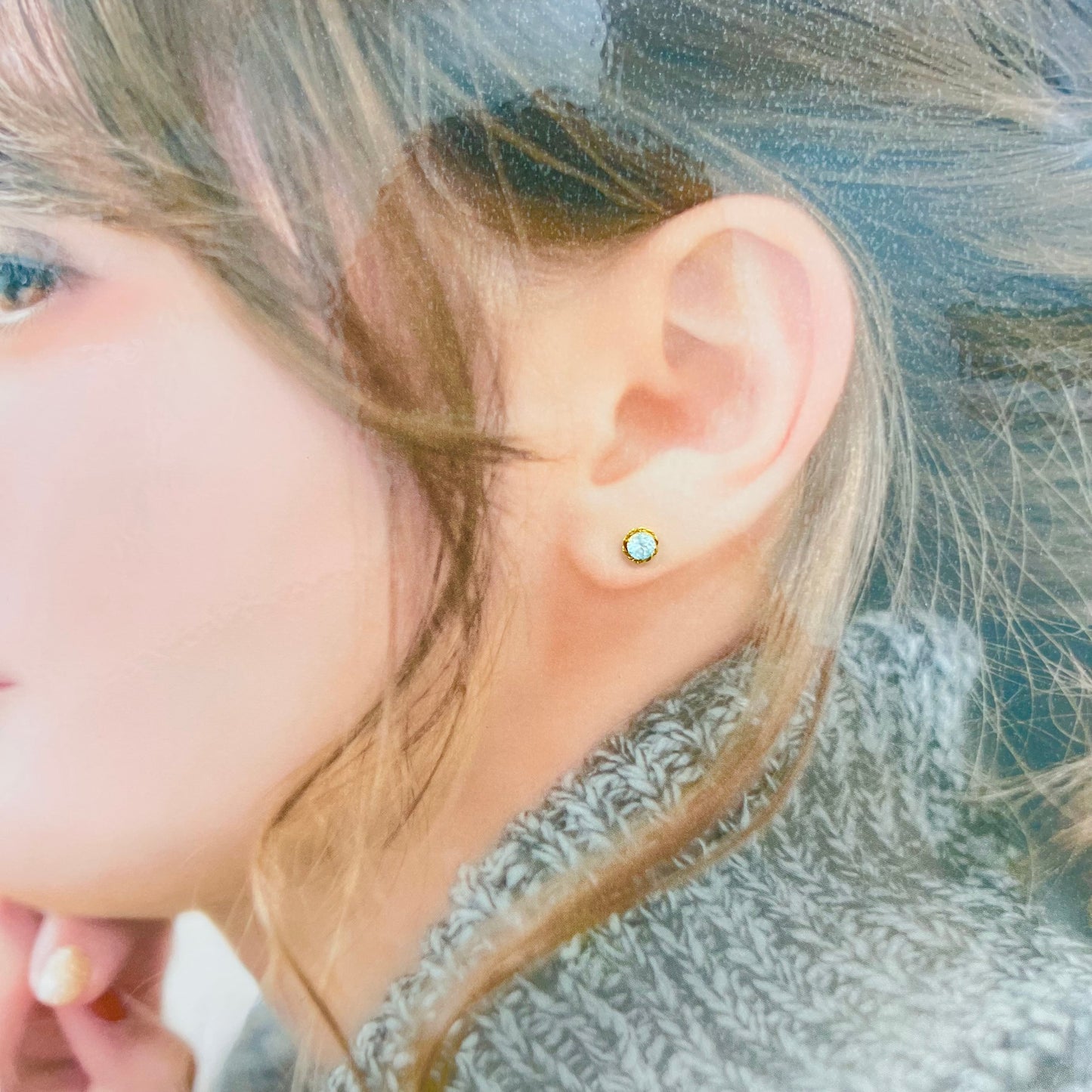 K18 トパーズ レトロ お花 フラワー シンプル デザイン ピアス MOE00047